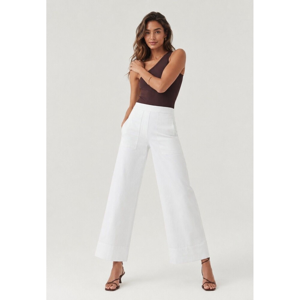 Spanx On-The-Go Cropped Wide Leg Pants Classic White Size Small P Work 20479Q